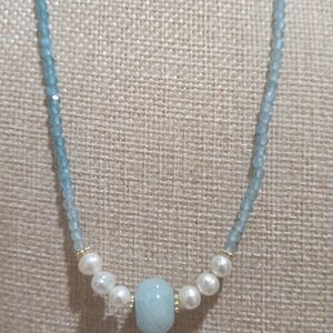 Elegant Aquamarine Beaded Necklace